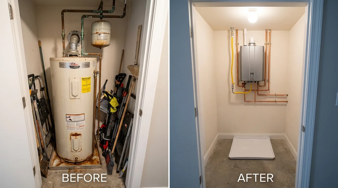 Tank water heater versus wall-mounted tankless unit comparison for Roosevelt, NY homeowners