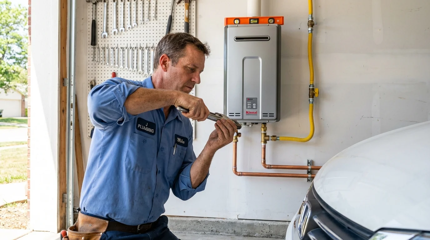 Tankless water heater installation by a Johns Plumbing LLC plumber in Roosevelt